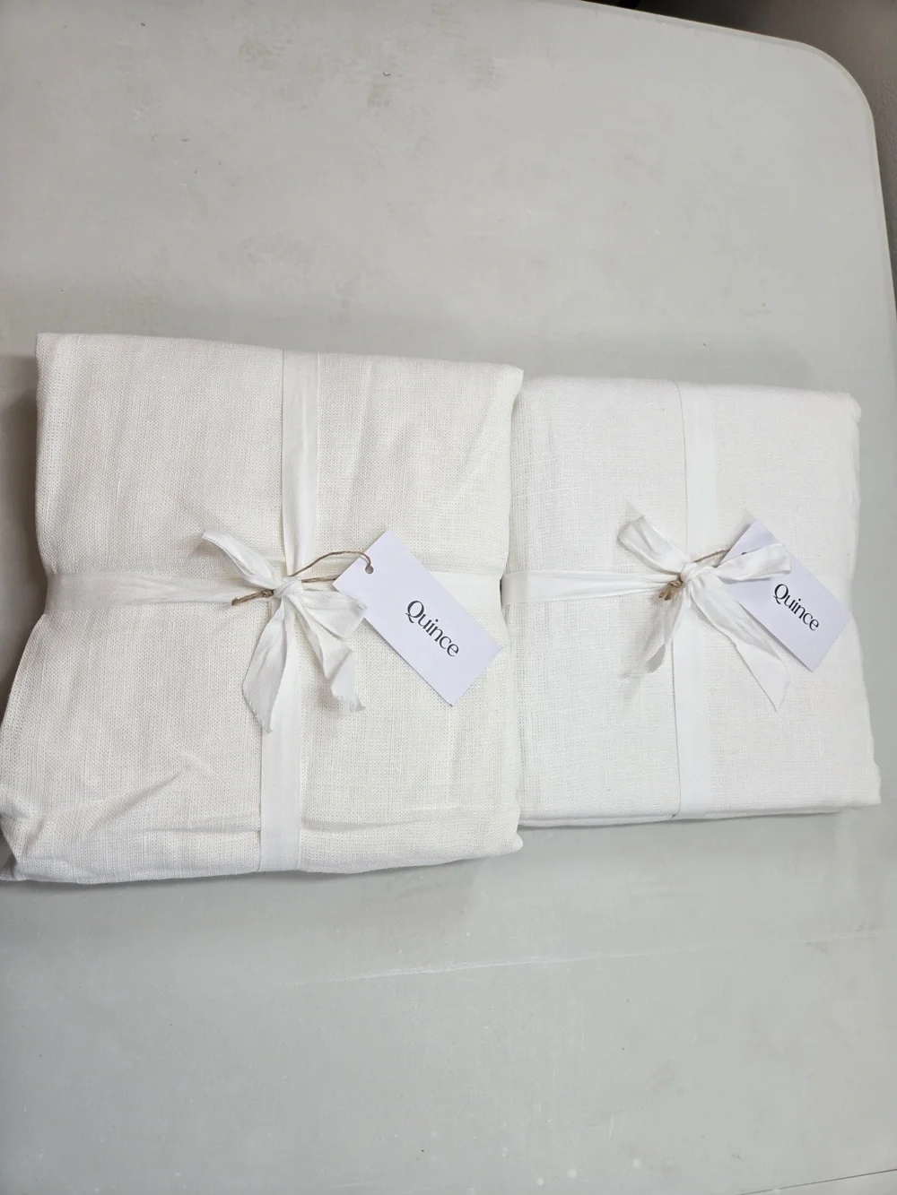 NWT QUINCE Set Of 2 48x84 Heavyweight European Linen Curtains White 0092